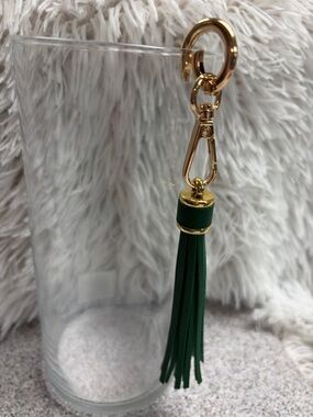 Gold Hardware Green Tassel Keychain